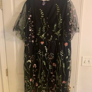 Beautiful black dress with sheer over and flowers